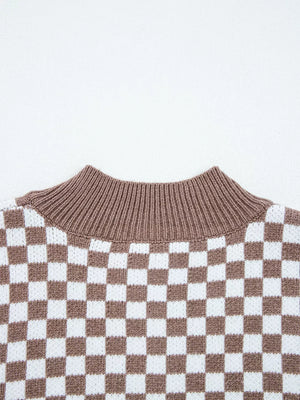 Mocha relaxed pullover sweater with collared