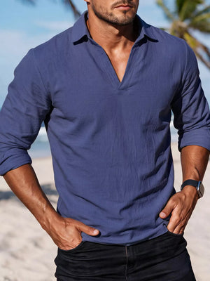 Sky Blue camp shirt with hip-length and pullover
