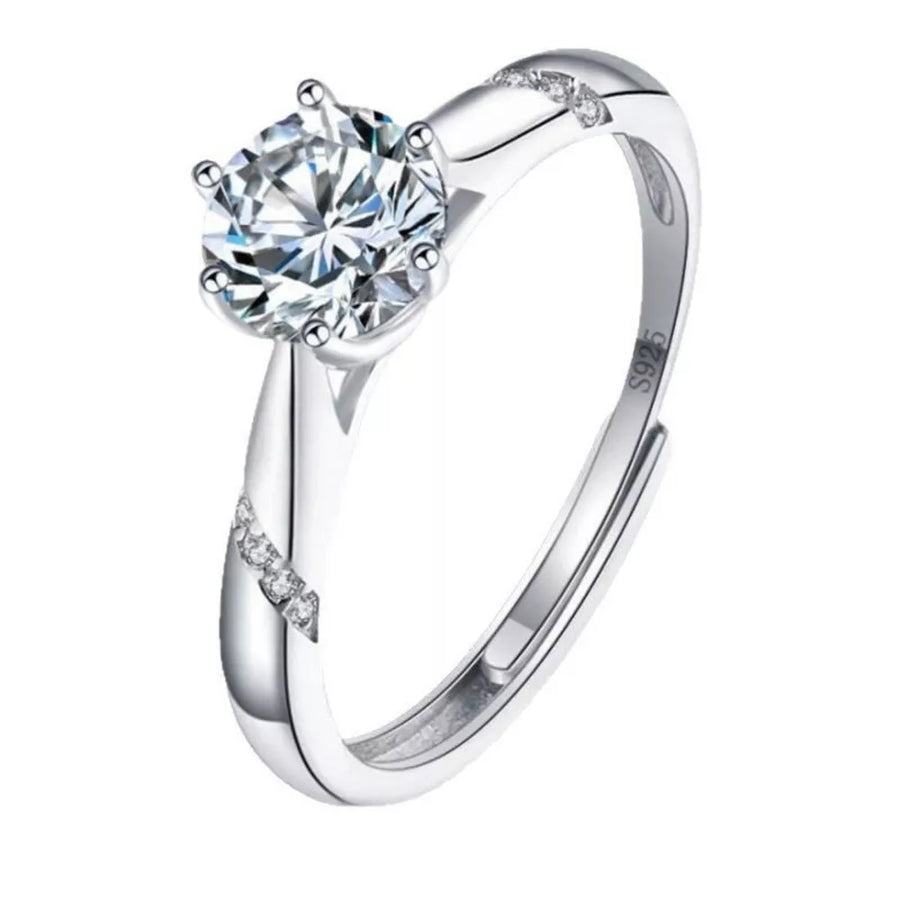 925 sterling silver,Moissanite Carat weight: 1ct Care instructions: Avoid wearin ring in Silver with classic silhouette