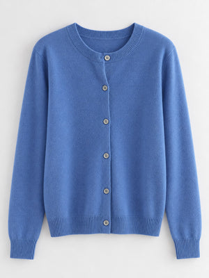 classic cardigan in Navy with crew neck