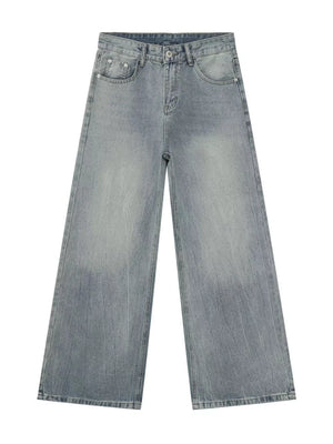 Men S Loose Fit Washed Jeans in light wash blue with pocketed