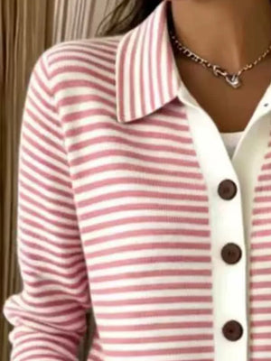 cardigan in ivory with buttoned and hip-length