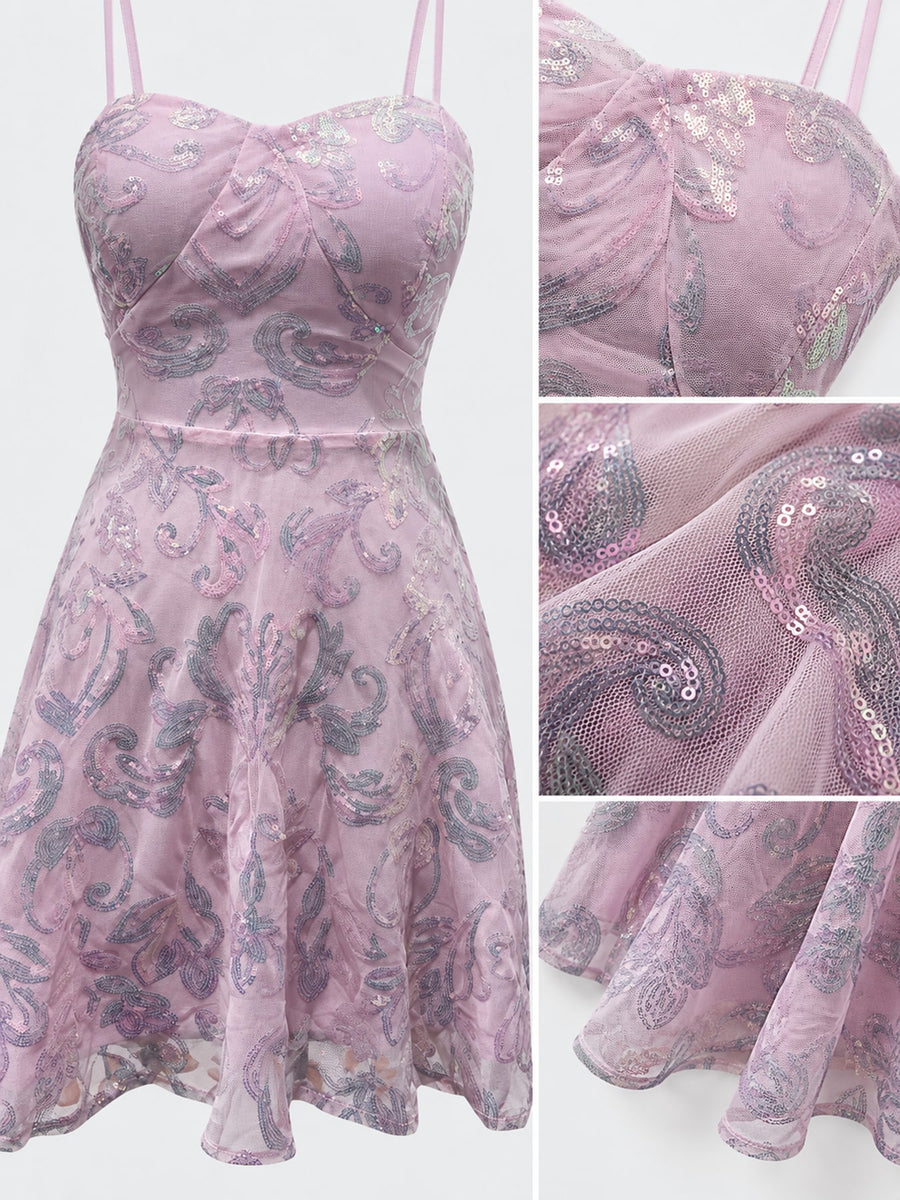 mini dress in Rose Pink with sequin and mini