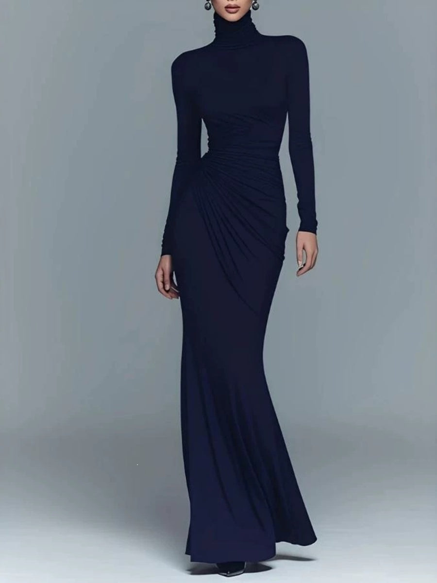 100% polyester Care instructions: Machine wash cold maxi dress in Dark Blue with fitted silhouette