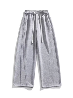 Light Gray Men's Plus Size Loose Fit Wide Leg Casual Pants