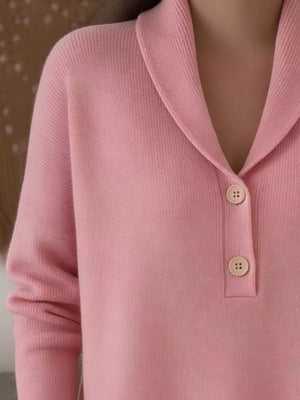 Burgundy Button Detail Long Sleeve Sweater