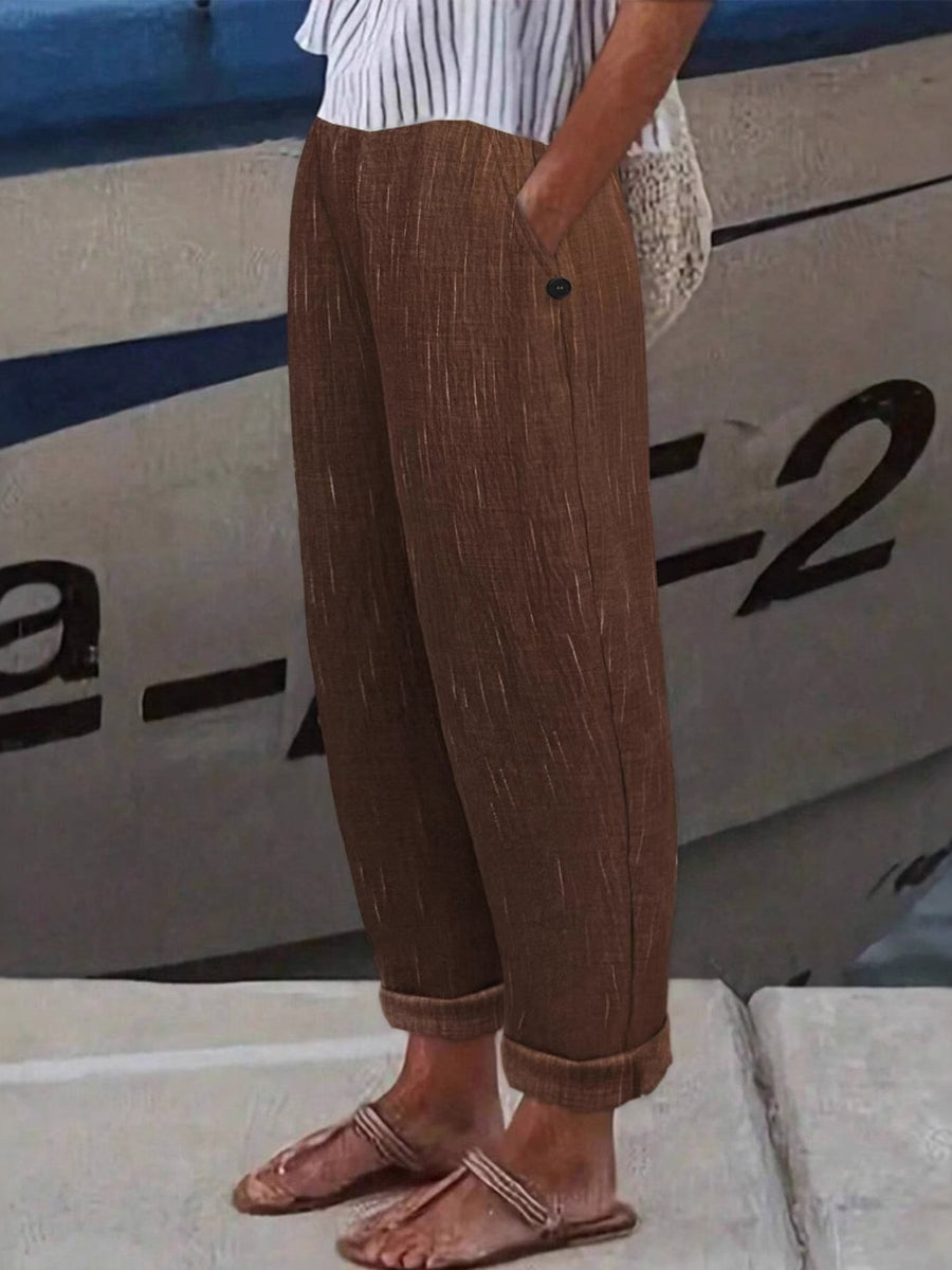 Dark Brown pants with cropped and elastic