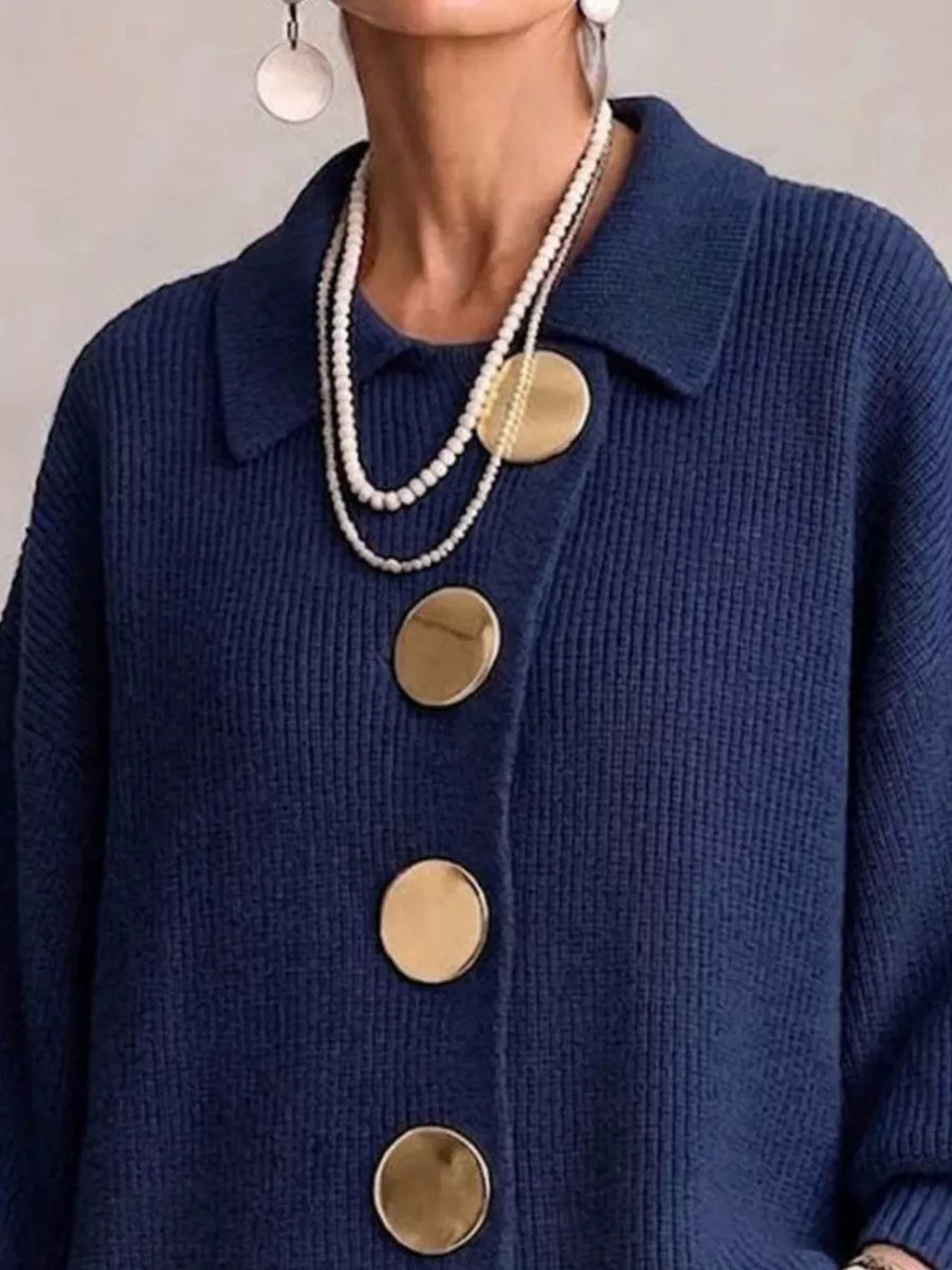 Sky Blue relaxed cardigan with collared