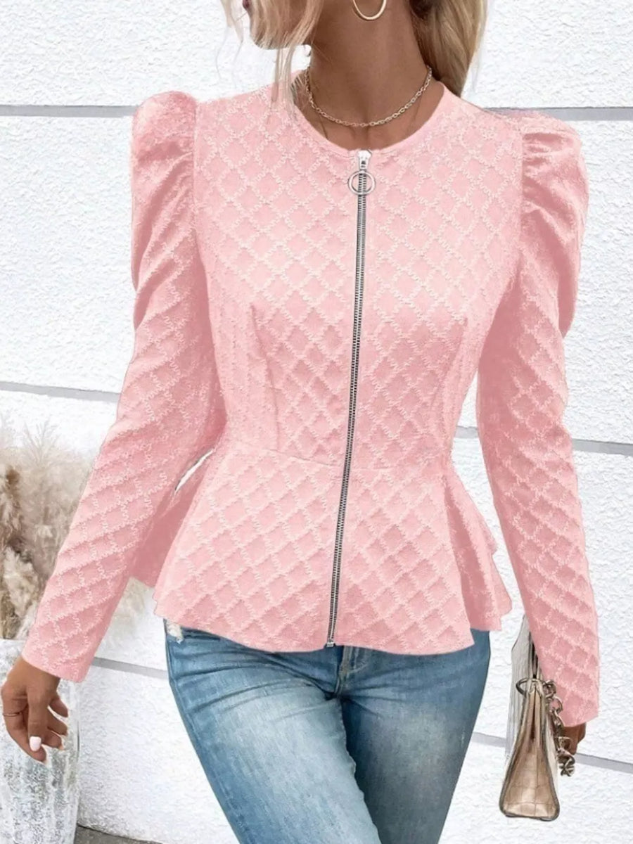Puff Sleeve Textured Jacquard Jacket option 8