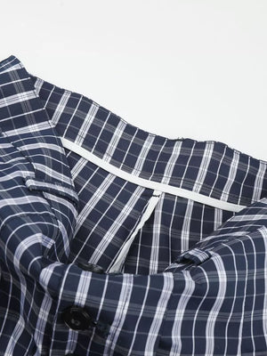 Men's Wide Leg Plaid Button-front Pants option 8