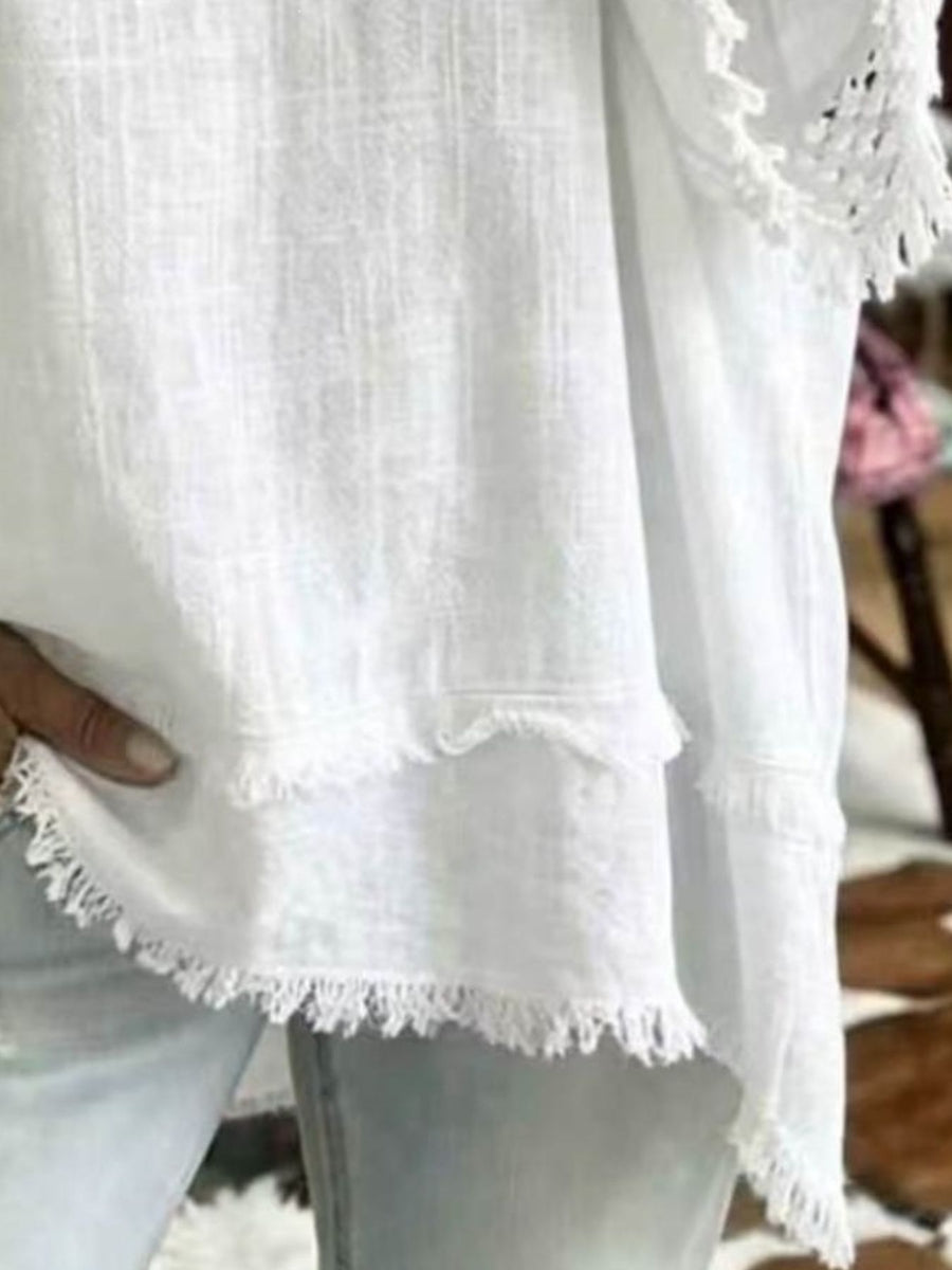 bohemian blouse in White with v-neck