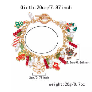 bracelet in red with novelty and christmas charms