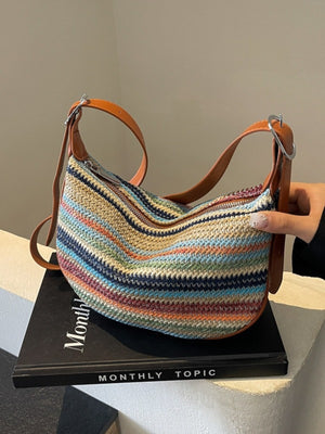 crossbody bag in Dark Brown with striped and adjustable strap