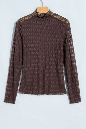 90% polyamide, 10% elastane Care instructions: Machine wash cold blouse in dark brown with fitted silhouette