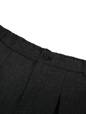 Men's High-Waisted Pleated Wide-Leg Capri Pants in Black with high-waisted