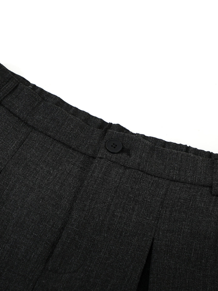 Men's High-Waisted Pleated Wide-Leg Capri Pants in Black with high-waisted