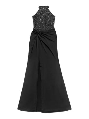 glam maxi dress in Black with halter