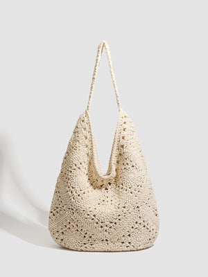tote in cream featuring hollow-out and relaxed fit