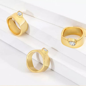 18K Gold-Plated,Crystal,Copper Care instructions: Avoid wearing during exercise, ring in clear with band silhouette