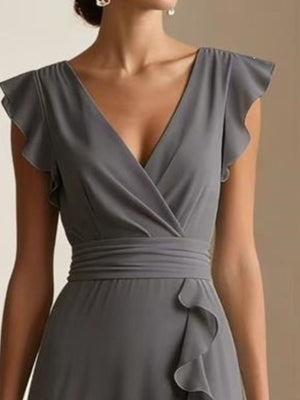 romantic maxi dress in Sky Blue with v-neck