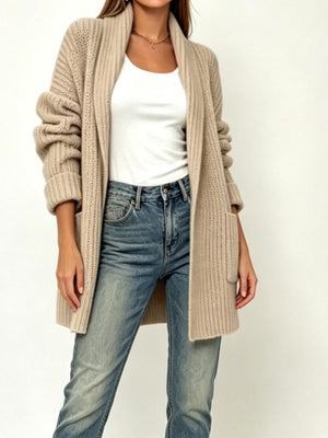 100% polyester Care instructions: Machine wash cold cardigan in Beige with relaxed silhouette