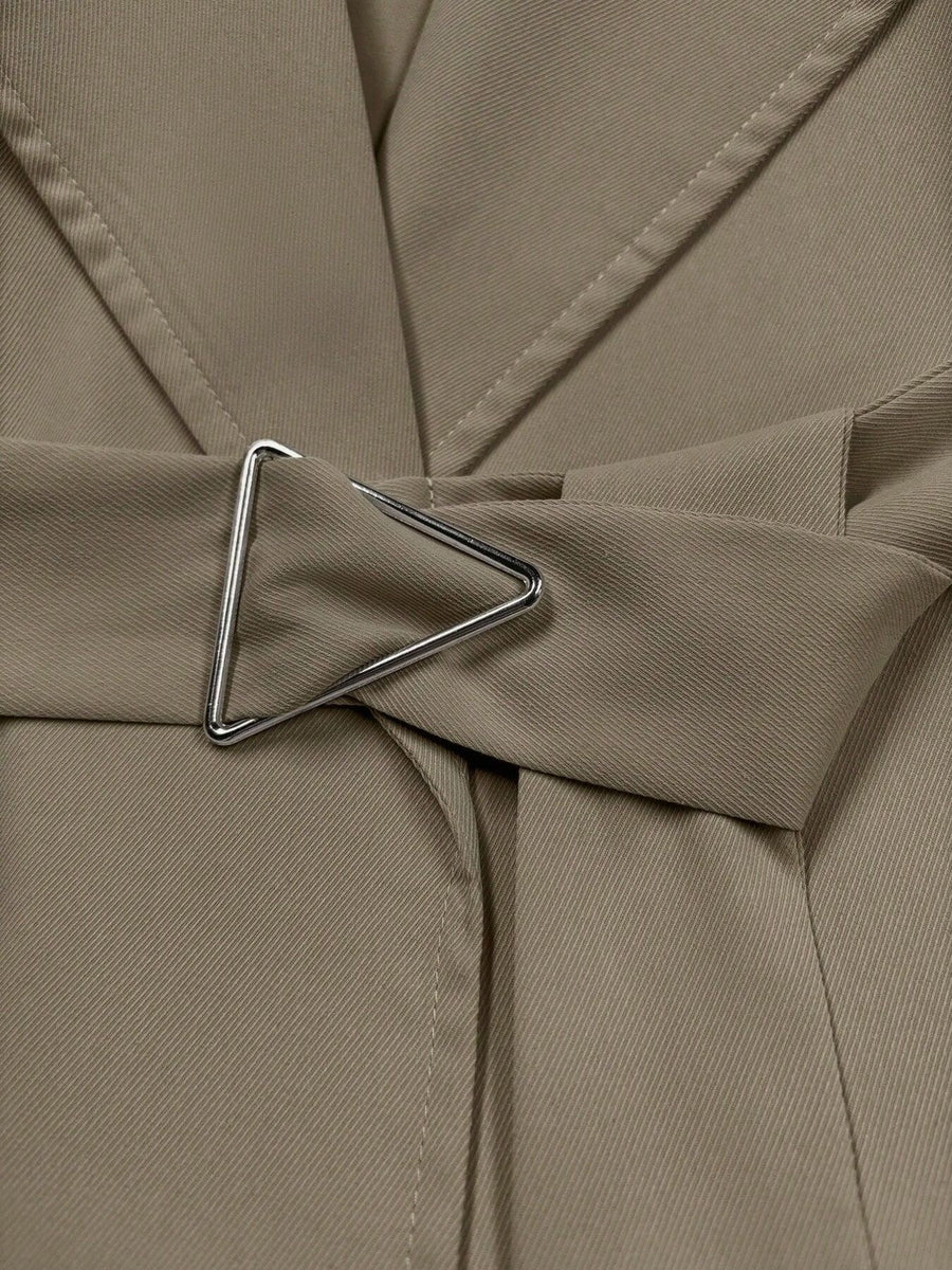 trench coat in Mocha with buttoned and below-knee