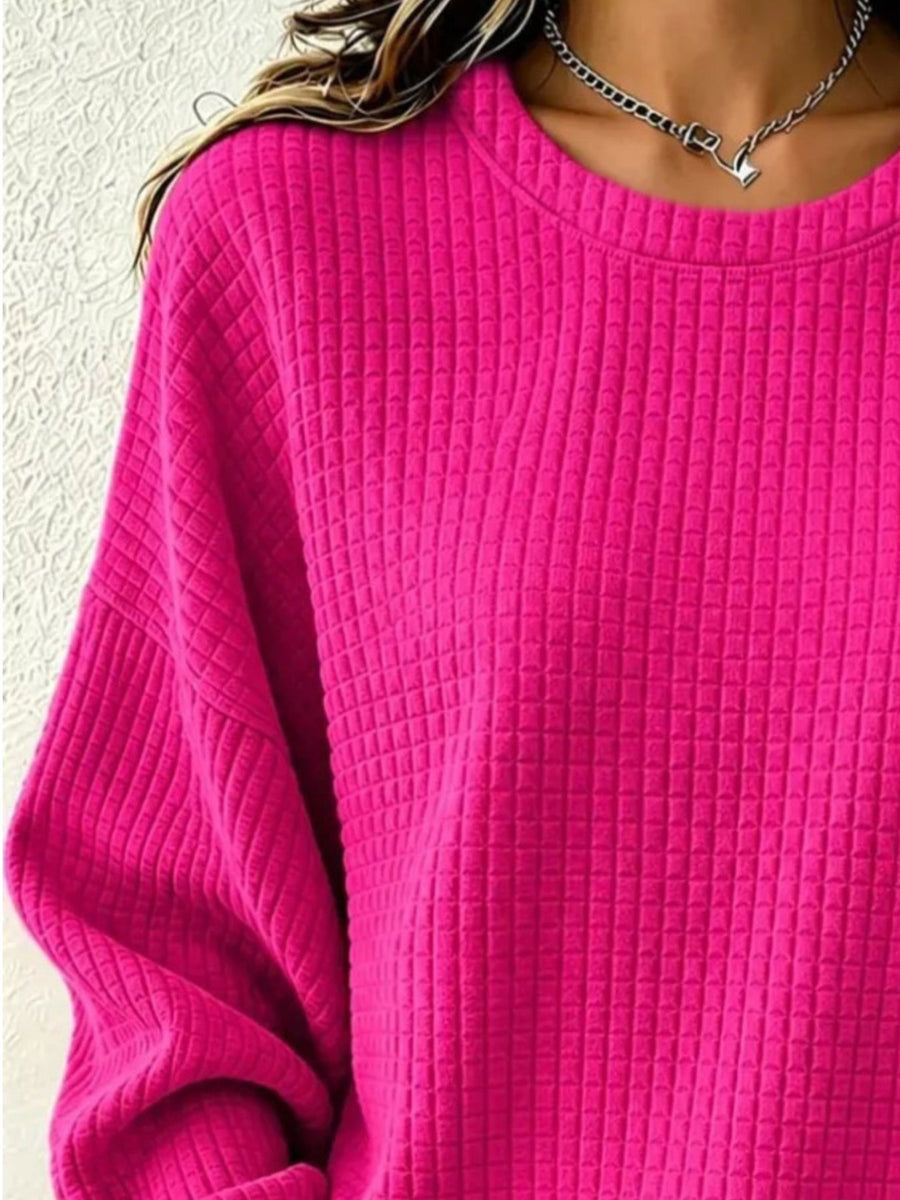 sweatshirt in Black with waffle-knit and hip-length