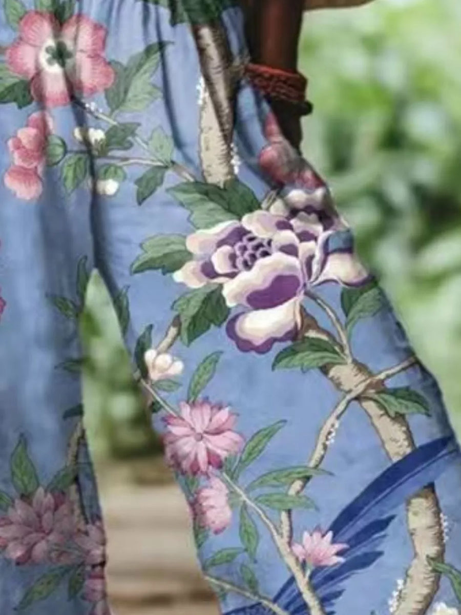 wide-leg pants featuring floral in Cerise with 100% polyester Care instructions: Machine wash cold texture