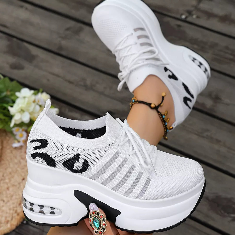 sneakers featuring leopard-print in White with Mesh,Rubber Imported Size & texture
