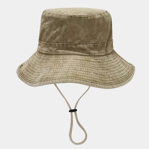 Wide-brim Sun Hat in washed denim blue with wide brim