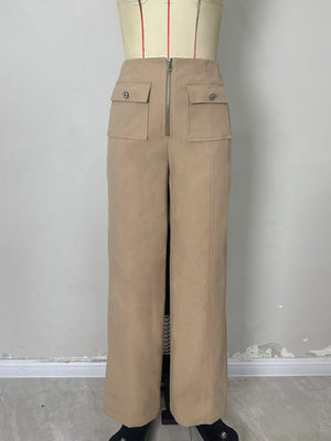 100% polyester Care instructions: Machine wash cold wide-leg pants in camel with flared silhouette