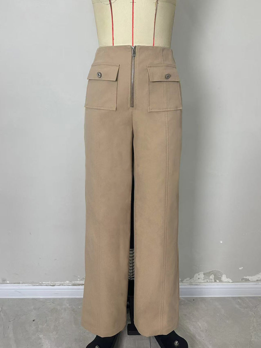 100% polyester Care instructions: Machine wash cold wide-leg pants in camel with flared silhouette