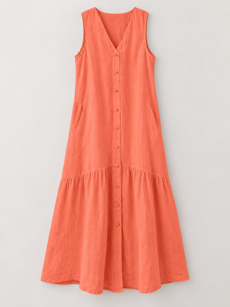 coastal midi dress in Pink with v-neck