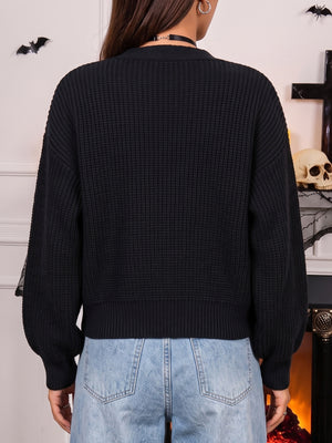black cardigan with cropped and button-front