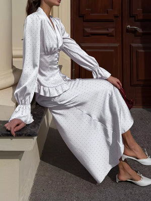 matching set in White with polka dot and frill