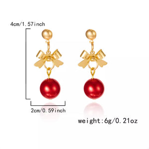 red drop earrings with not applicable