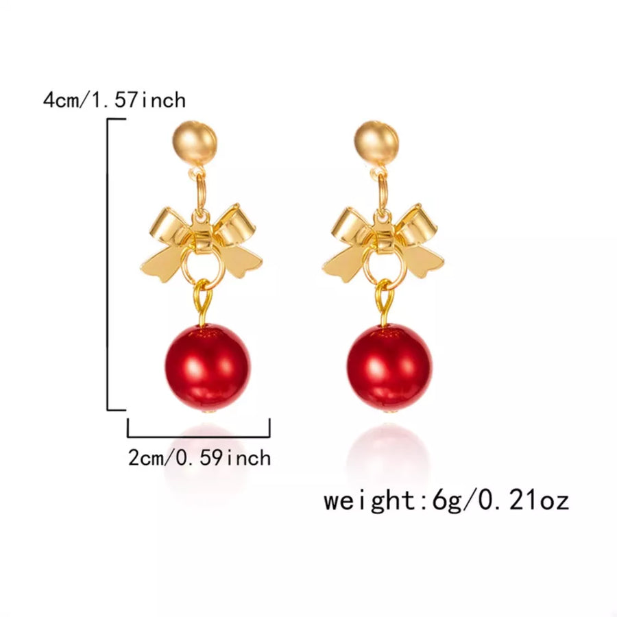 red drop earrings with not applicable