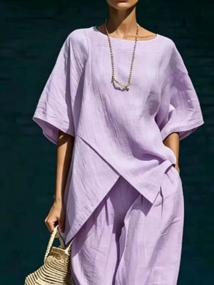 Light Blue loose two-piece set with boat neck