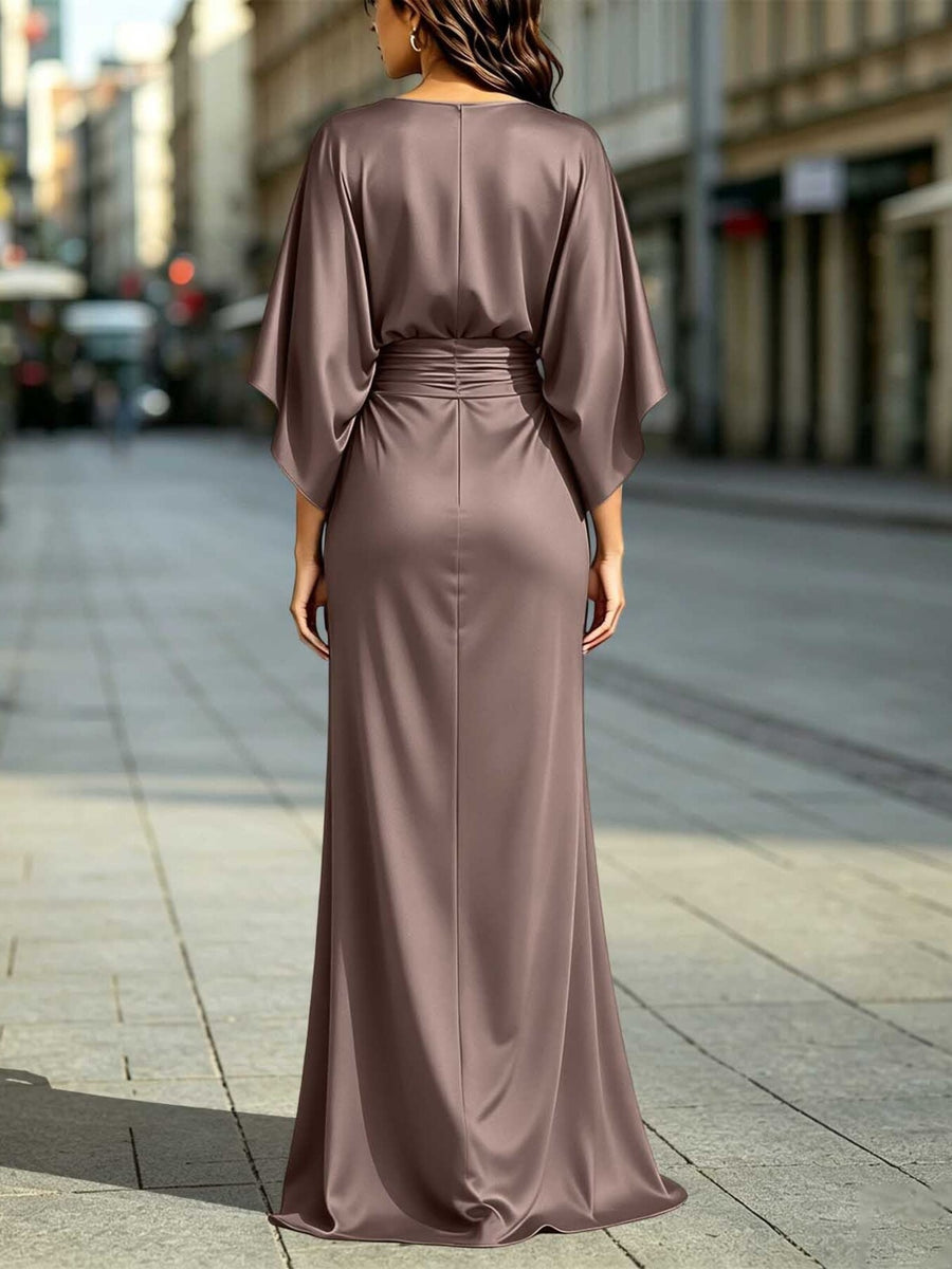 Dusty Pink maxi dress with maxi and back-zip