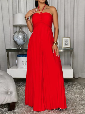 Black jumpsuit with full-length and tie