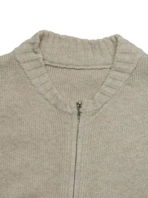 minimalist cardigan in Khaki with crew neck
