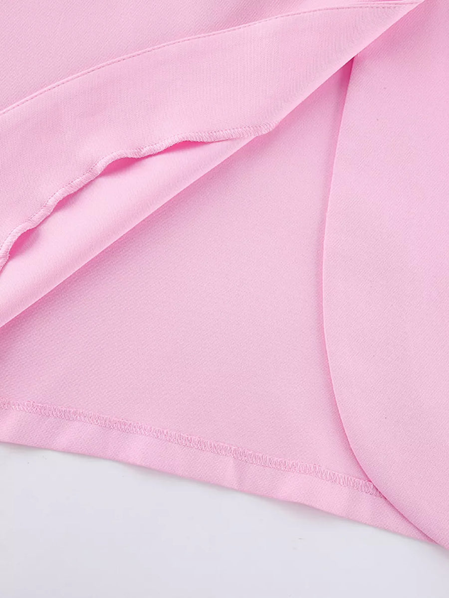 Sleeveless Blazer And Wide-leg Pants Set in light pink
