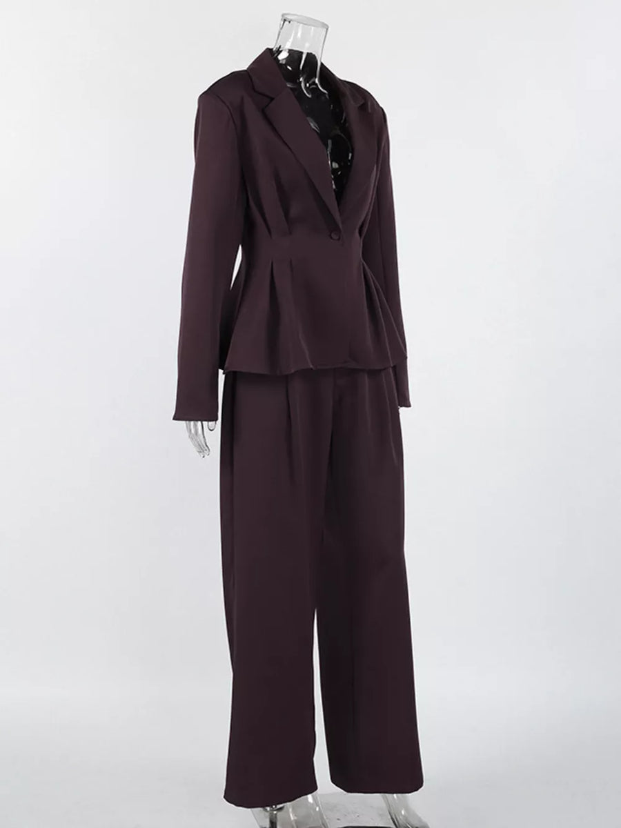 One-button Blazer And Wide-leg Pants Set option 8