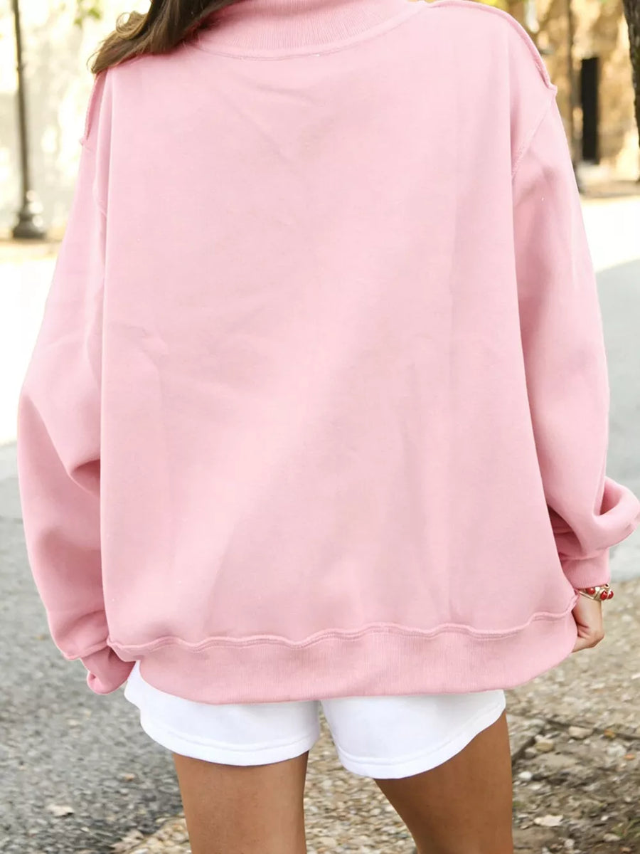 50% viscose, 50% polyester Care instructions: Machine wash cold sweatshirt in red with oversized silhouette