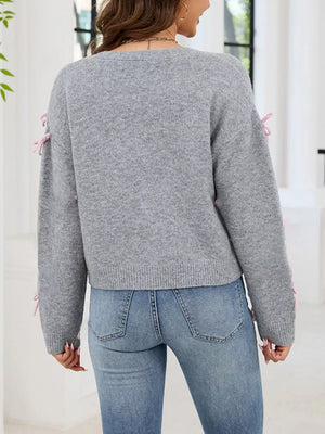 Gray cardigan with cropped and button-front