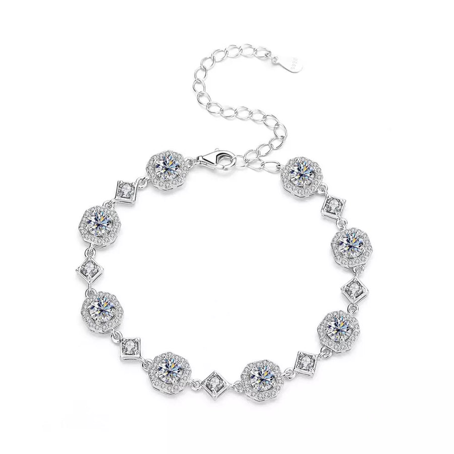 bracelet in Silver with geometric and moissanite stones