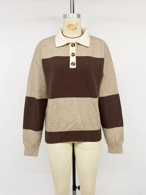 Color Block Polo Collar Sweater option 6