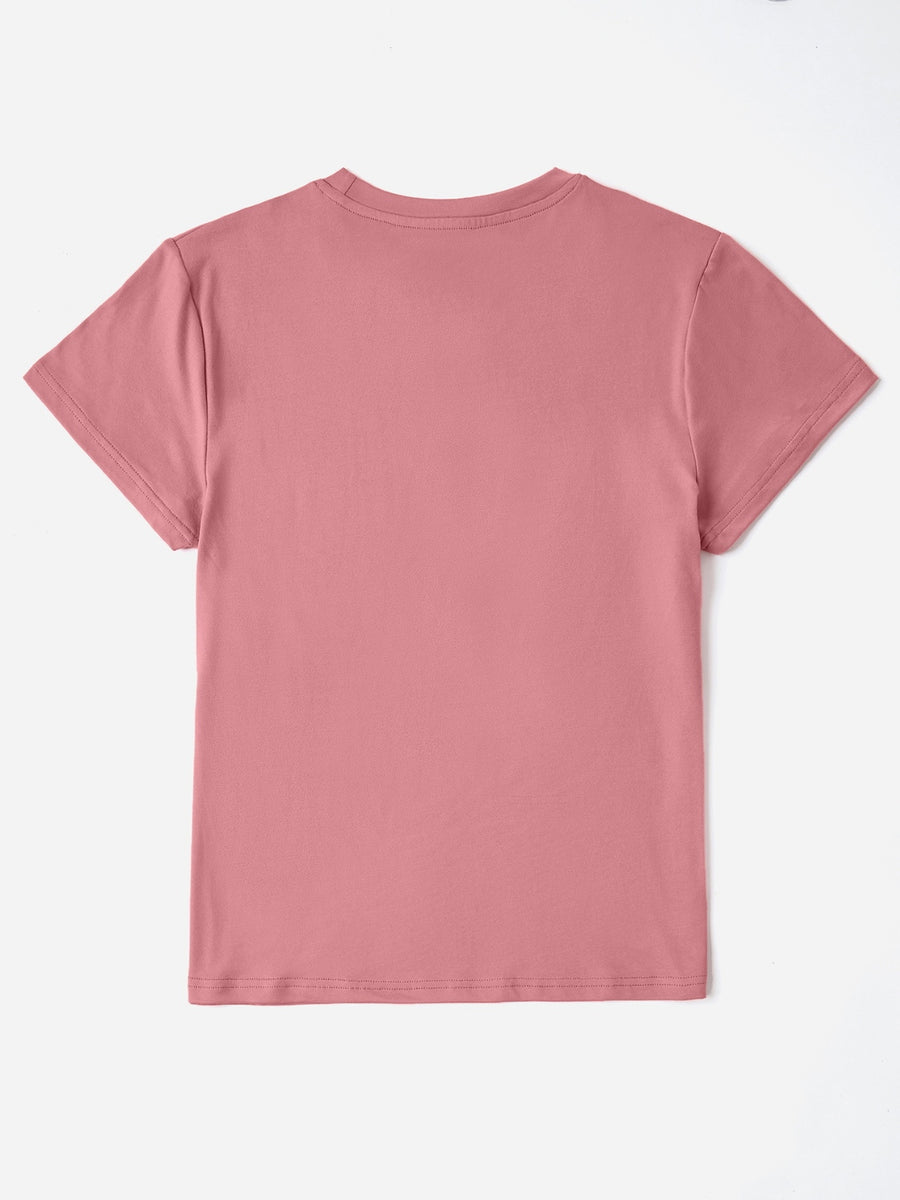 Dusty pink t-shirt with textured finish and crew neck.