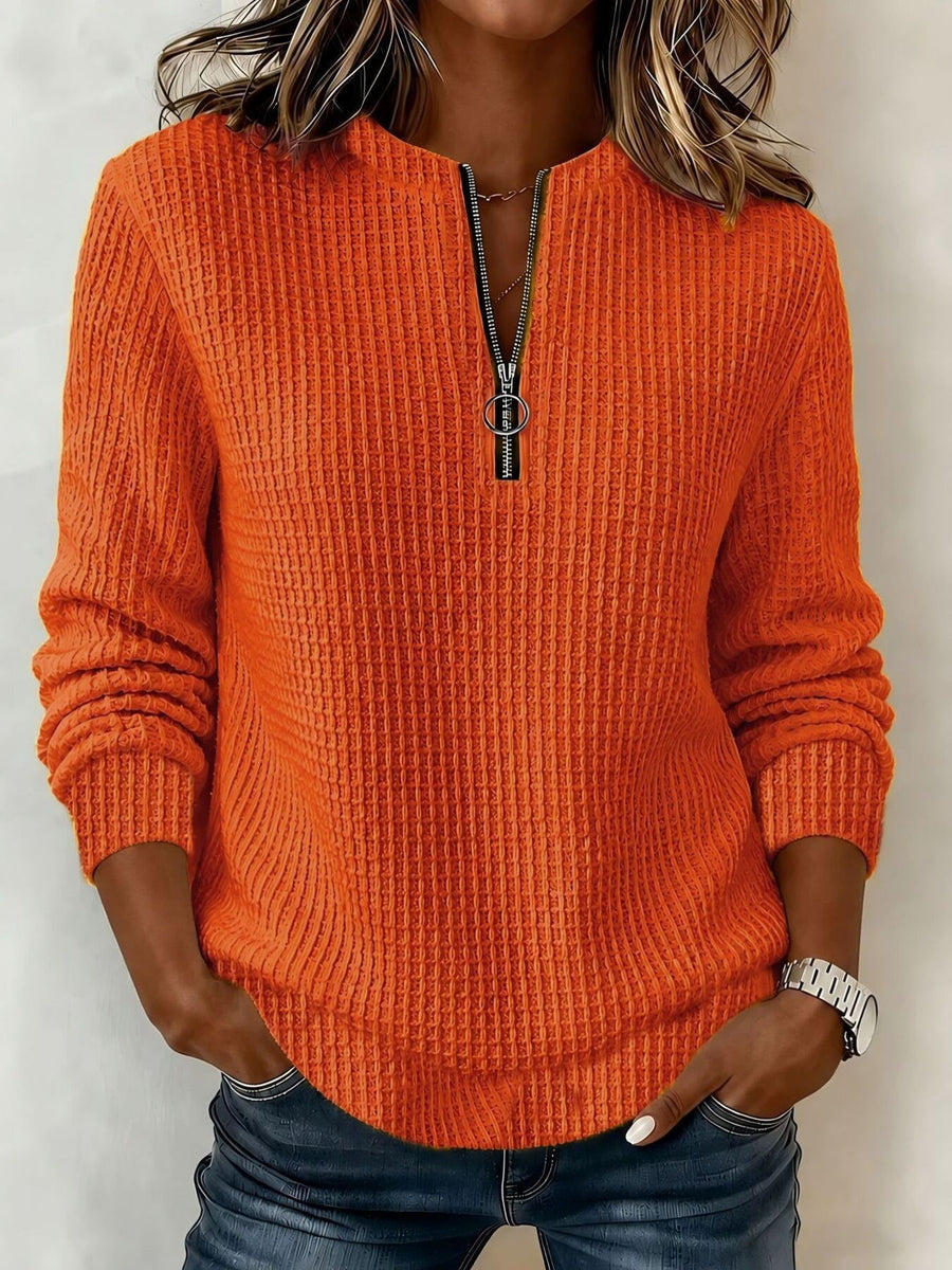 Blue sweatshirt with zipper and long sleeve