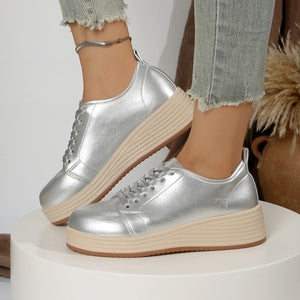 Metallic Platform Sneakers With Height Sole in gold with platform sole